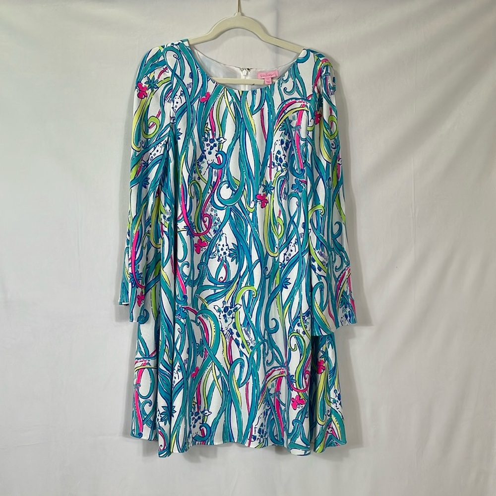Lilly Pulitzer Colette Tunic Dress Long Story Print Size M NWT
